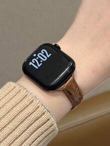 时尚品牌 D 字母金属装饰软皮表带，适用于 46mm 38mm 40mm 41mm 42mm 44mm 45mm 49mm，优雅女士珍珠色真皮替换表带，适用于 Series 11 10 9 8 7 6 5 SE Ultra 2，时尚女孩配饰，圣诞节和情人节礼物 - 摩卡棕 - 查看 5