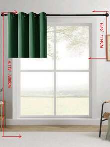 1pc/2pcs Solid Color Polyester Curtains, Energy Blackout Light Blocking Thermal Insulated Curtains For Kitchen, Dining Room, Living Room, Bedroom, Study Room In Black, Deep Grey - Dark Green - View 32