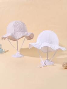 2pcs/Set Baby Sun Protection Hat UPF 50+, Toddler Beach Hat With Large Brim For Summer, Unisex - Multicolor - View 9