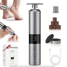 二合一电动足部去茧器和指甲抛光器套装，专业三速智能修脚工具，带液晶显示屏，可充电式死皮磨砂器和指甲打磨器，打造光滑双足和亮泽指甲，1800mAh电池 - 查看 4