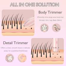 2025 Womens Shaver Dual-Head Bikini Trimmer For Women 2-In-1 Women's Body Shaver USB Charge Waterproof Painless Electric Razors For Silk Skin (Pink) - 白色 - 查看 4
