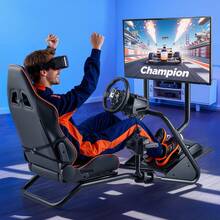 Lenkradständer, Racing Wheel Stand, Simulator-Cockpit mit Monitorständer, für Logitech G25, G27, G29, G920, G923, Thrustmaster T300RS, TX F458, T500RS, T3PA-PRO (F1/GT) und CSR-Pedale - für  G25, G27, G29, G920, G923, mit Monitorständer - Übersicht 1