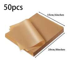 50pcs Rectangular Parchment Paper, Silicone Baking Mat, High Temperature Resistant Non-Stick Baking Paper For Cooking, Baking, Air Fryer, Pizza, Roasting, Frying, Ideal For Holidays Baking Gifts - Multicolor - View 11