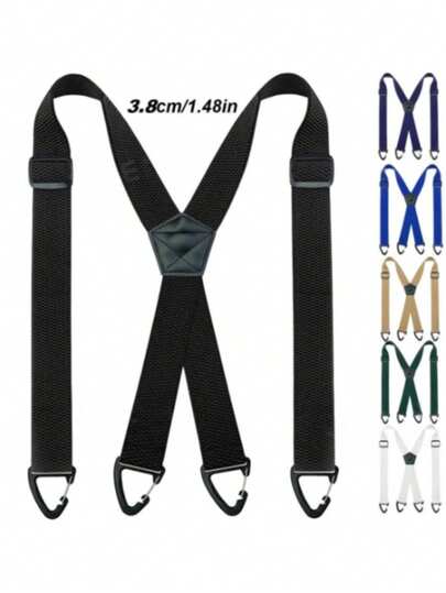 1.5英寸X型隐形背带，结实耐用，适合男士秋冬季节穿着，可用作万圣节服装配饰，也适合青少年、年轻男士，休闲、户外、运动、度假、毕业礼物、生日礼物、日常穿着。
