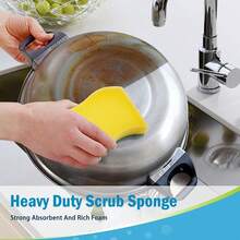 Sponges Kitchen, 50 Pack Heavy Duty Dish Sponge, Cleaning Dish Scrubber Sponge For Home And Kitchen, Stink-Free Cleaning Supplies For Pots, Pans Kitchen Essentials Household Items - S形 - 查看 5
