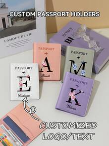 Custom Letter & Map Engraved Passport Cover, Laser Engraved Name, Multi-Use Holder For ID & Business Documents, Unisex Travel Wallet - Multicolor - View 1