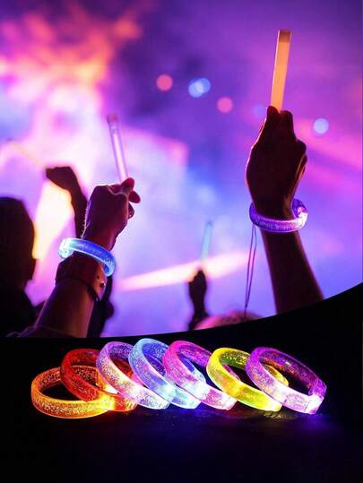 Bộ 6 chiếc hoặc 3 chiếc vòng tay LED nhiều màu sắc, vòng tay phát sáng ngẫu nhiên, phụ kiện tiệc tùng phát sáng phù hợp cho đám cưới, tiệc tùng, lễ hội, sinh nhật, buổi hòa nhạc, lễ đón năm mới, quà tặng phát sáng, vòng tay bản rộng, buổi hòa nhạc, biểu diễn sân khấu, quán bar, đạo cụ cổ vũ tiệc tùng, quà tặng tiệc Halloween, đồ chơi phát sáng nhấp nháy, phụ kiện neon, quà tặng trò chơi tiệc sinh nhật lễ hội.