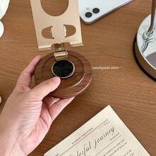 1pc Premium Retro Wooden Grain Phone Stand, 360 Degree Rotation. Suitable For Student Dorm, Desktop Phone, Tablet, Phone Live Streaming Stand And Desktop Decor - Multicolor - View 6