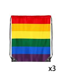 1/3/6pcs Rainbow Drawstring Backpack, Polyester Rainbow Stripe Waterproof Gym Sports Bag, Suitable For Lesbian, Gay, LGBTQ Pride Month, Yoga, Swimming, Travel, Beach - Rainbow Colors - View 8