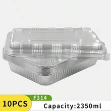 10pcs/Pack Disposable Thick Aluminum Foil Baking Trays, Large Capacity Rectangular Baking Pans, Suitable For Home Baking, Oven And Air Fryer - Silver - View 10