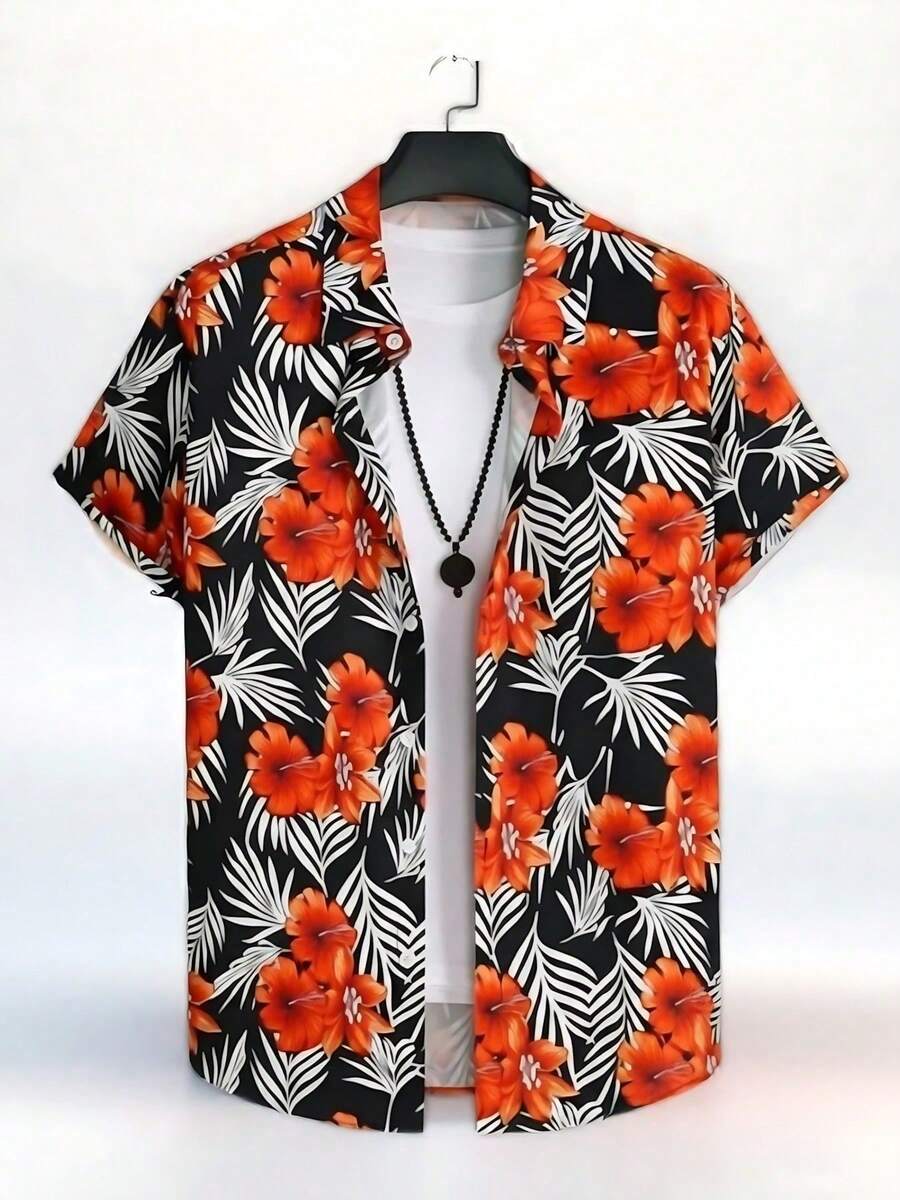 Summer Hawaiian Floral Short Sleeve Polo For Men - A508D-AL23668 - 查看 1
