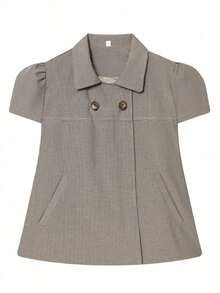 Women's Plaid Short Sleeve Shirt, Suitable For Autumn And Winter Outfits Summer - 彩色 - 查看 6