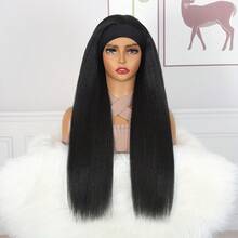 Headband Wig, Yaki Ribbon Hair, Black Synthetic Ribbon Wig, Lace-Free Wig, Natural Color Wig Cap - Multicolor - View 10