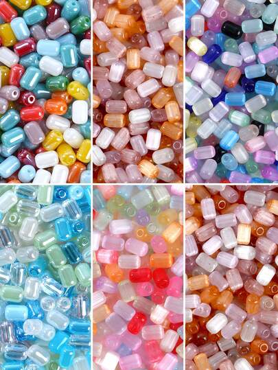 100/200 hạt cườm thủy tinh nhiều màu sắc dùng để làm trang sức, hạt cườm rời nhiều màu sắc để tự làm vòng tay, vòng cổ, bông tai, móc khóa, mặt dây chuyền hạt cườm.