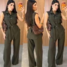 Women's Set Consisting Of Pants And Vest With Tie Closure. Autumn/Winter. - 墨綠色 - 查看 2