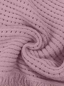 时尚休闲百搭优雅女士针织背心，流苏下摆镂空舒适纯色无袖圆领针织背心，适合日常、约会、旅行和夏季聚会等场合。 - 藕粉色 - 查看 7