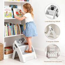 UBRAVOO Step Stool For Toddlers, For Bathroom Sinks And Potty Training Durable, Slip-Resistant, Anti-Collapse A-Frame Design Assembles In 10 Seconds Two-Step Wide-Step Potty Stool - Grey - View 1