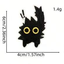 1 peça de aplique bordado de animal de desenho animado fofo, novo aplique bordado de gato preto, acessório de vestuário termocolante - mancha de gato preto - Ver 18
