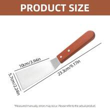 Espátula de cocina de acero inoxidable con mango de madera dura en ángulo, paleta para panqueques y pasteles, utensilio de cocina para asar a la parrilla, hornear y cocinar en casa - - - Ver 5