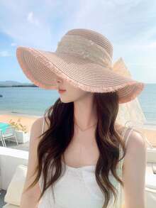 1 chiếc mũ rơm nữ, chất liệu polyester, kiểu dáng bohemian, thời trang, thích hợp cho hoạt động ngoài trời hàng ngày. - Nhiều màu - Xem 3