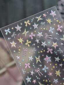 1 5D 3D Shell Light Star Bow Nail Sticker Self-Adhesive Transfer Printing Slider Nail Sticker Decal - Multicolor - View 3