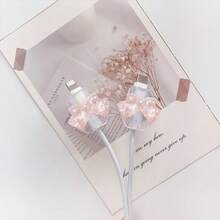 2pcs Transparent Bowknot Universal Lightning (5-14) Type-C Cable Protector - Durable, Resistant To Breakage, Fashionable Phone Accessory Design - Plastic Cable Protector With Cute Bowknot Decoration, Charging Cable Protector - Multicolor - View 5