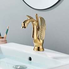 Bathroom Sink Faucet Gold Swan Single Hole Single Handle Spout Bowl Faucets Body Supply Line Lead-Free - Gold (klein) - Übersicht 9