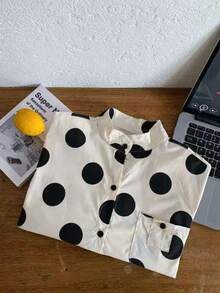 Toddler Boys/Girls Polka Dot Long Sleeve Shirts, Fashionable Tops, Spring/Autumn - Multicolor - View 3