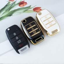 1个软TPU汽车钥匙套,全方位保护壳,适用于起亚K3、K4、K5、KX3、KX5、KX7、Smart Runner、Sorento,四键式,男女通用时尚款 - 貓眼扣 - 查看 11