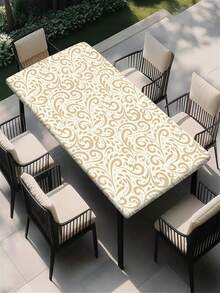 1 pieza Mantel de estilo estadounidense a la moda con estampado, mantel de poliéster impermeable adecuado para restaurante, cafetería, picnic al aire libre, decoración de mesa de jardín, primavera/verano - B - Ver 1