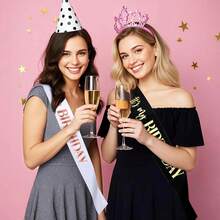 2 Packs "It's My Birthday" Satin Ribbon, Black & White Ribbon With Gold And Rose Gold Lettering - Multicolor - View 4