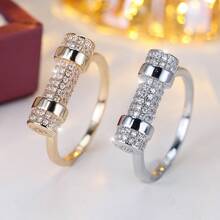 1pc Luxury Fully Paved Cylindrical Ring, Niche Design Delicate Band, Versatile Commuting Accessory - Ring - View 5
