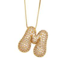 1 chiếc mặt dây chuyền chữ cái A-Z bằng đồng đính đá Zirconia thời trang, kiểu dáng Punk, trang sức Hip Hop bằng thép không gỉ. - Vàng - Xem 17