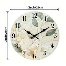2D Flat 10in Wooden Round Wall Clock, Minimalist Abstract Plant Leaf Design, Silent For Bedroom Living Room Entryway, AA Batteries Not Included,Classroom Decor,Aesthetic Room Decor,Fall Home Decor - 1 PC / Multicolor / 10in / 25cm - View 7