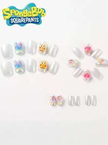 SpongeBob SquarePants Juego de 24 pegatinas decorativas de cuidado de uñas con diseños de Calzoncillos Cuadrados en 3D, disponibles en cualquier color y estilo. No se necesitan lámparas de horneado, pegatinas de cuidado de uñas DIY, parches de cuidado de uñas, productos de cuidado de uñas, accesorios de cuidado de uñas, pegatinas de cuidado de uñas, suministros profesionales de cuidado de uñas, decoraciones deslizantes de cuidado de uñas. - Multicolor - Ver 5