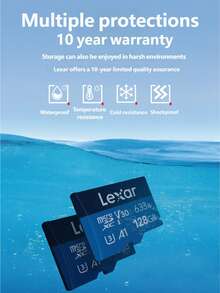 128GB Lexar TF (Micro SD) Memory Card, C10 U3 V30 A1 High-Speed Storage Card, Read Speed Up To 100MB/S, Durable And Stable (633x) - View 5