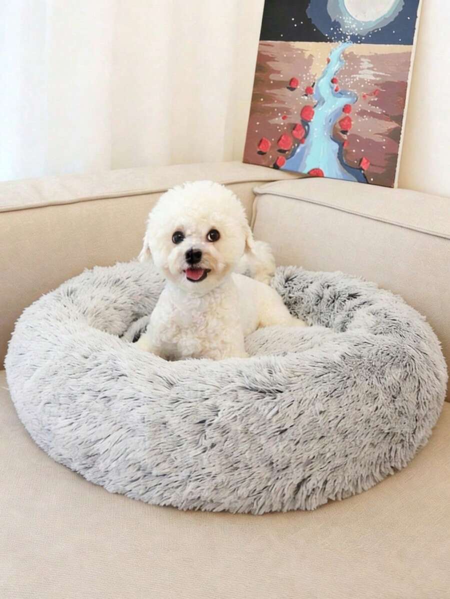 Letto rotondo imbottito per animali domestici, adatto per gatti e cani, tappetino caldo per animali domestici per l'inverno - Grigio - Visualizzare 1
