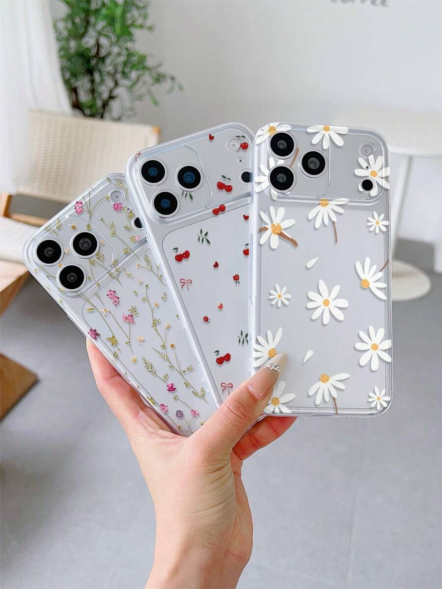 3件套透明防摔软TPU手机壳,UV花卉图案,兼容、Galaxy S25/S25+/S25 Ultra、S24/S24+、荣耀400/400 Pro/500/500 Pro、A3/A5、13C/14C/15C(国际版) - 彩色 - 查看 1