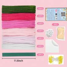 [Edição Limitada] 807 peças Conjunto de Hastes de Limpeza de Tubo de Grande Capacidade Rosa - Linha Floral Suave de 6 Cores em - Buquê do Dia das Mães, Buquê de Casamento, Fabricação de Joias, Acessórios para Cabelo, Decoração de Festa, Decoração Doméstica - Alta Qualidade, Sem Diferença de Cor - Conjunto de 823 peças - Visão 2