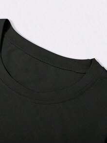 NEOREFINED Camiseta de verano para hombre, de cuello redondo, de manga corta, con estampado de letra, casual y versátil 2PLB - Negro - Ver 4