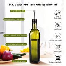 500ml Large Capacity Square Glass Oil Bottle, Suitable For Olive Oil, Soy Sauce, Vinegar And Other Liquid Seasonings; Tidy Kitchen Storage, Portable For Travel, Modern Kitchen Practical Oil Pouring Tool, More Efficient Cooking And Storage. - Multicolor - View 2