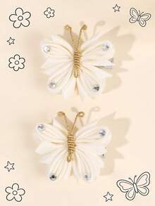 2 Stücke rosa/beige/silbrige Schmetterling Haarclips mit funkelnden Strass Dekor, zarte Haarclip, süße Barrettes für Alltag, Hochzeit, Party, Festival, Picknick, Geschenk, Haarspangen für Teenager Haarzubehör - Verschiedenfarbig - Übersicht 12