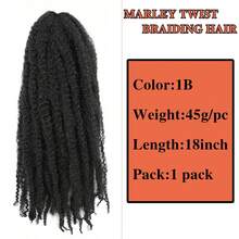 1 paquete de cabello para trenzar, cabello de trenzas Marley, cabello sintético para trenzas Marley adecuado para pelucas trenzadas, trenzas de primavera, rastas de mariposa (18 pulgadas, 24 pulgadas, 30 pulgadas) - 1B - Negro - Ver 3