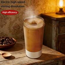 Portable Rechargeable Electric Mixing Cup, Featuring Innovative Rotary Mixing Design To Easily Blend Various Beverages Including Protein Powder, Coffee And Meal Replacement Shakes. Low-Voltage Design, Specially Designed For Outdoor Travel, Camping And Picnics. - White - View 4