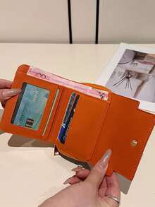 风琴式卡包，多卡位卡片收纳包，女士手拿包，清新通勤钱包，迷你钱包，小钱包，可爱钱包，旅行必备夏季小钱包 - 橘色 - 查看 4