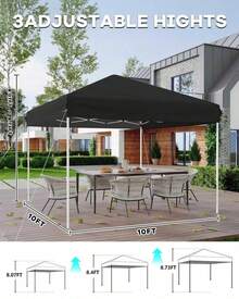 Carpa Toldo 10x10 Plegable Exterior | Ajuste Altura 3 Niveles | Incluye Bolsas Arena y Transporte - negro - Ver 2