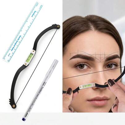 Thước kẻ lông mày ngang có hạt, dụng cụ định vị lông mày, thước kẻ vạch lông mày có vạch đo, dụng cụ đánh dấu bằng mút xốp đo lông mày.