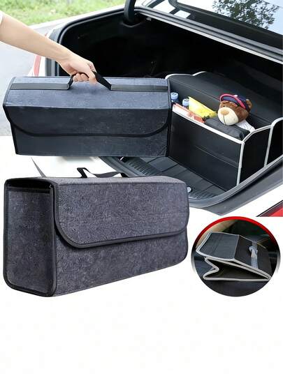 Bolsa plegable de fieltro para el maletero del coche, organizador de espacio para conducir, bolsa portátil para contenedor de carga del coche, bolsa de almacenamiento interior del coche, adecuada para sedán, camión, SUV