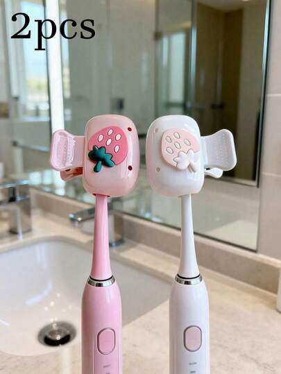 2 hộp đựng bàn chải đánh răng hình dâu tây dễ thương, hộp đựng bàn chải đánh răng di động có nắp chống bụi và giá đỡ, phụ kiện du lịch vệ sinh, nhỏ gọn và dễ mang theo, bảo vệ đầu bàn chải, thiết kế hai lỗ thoát nước và thông gió, thích hợp sử dụng tại nhà và khi đi du lịch trong phòng tắm và văn phòng.