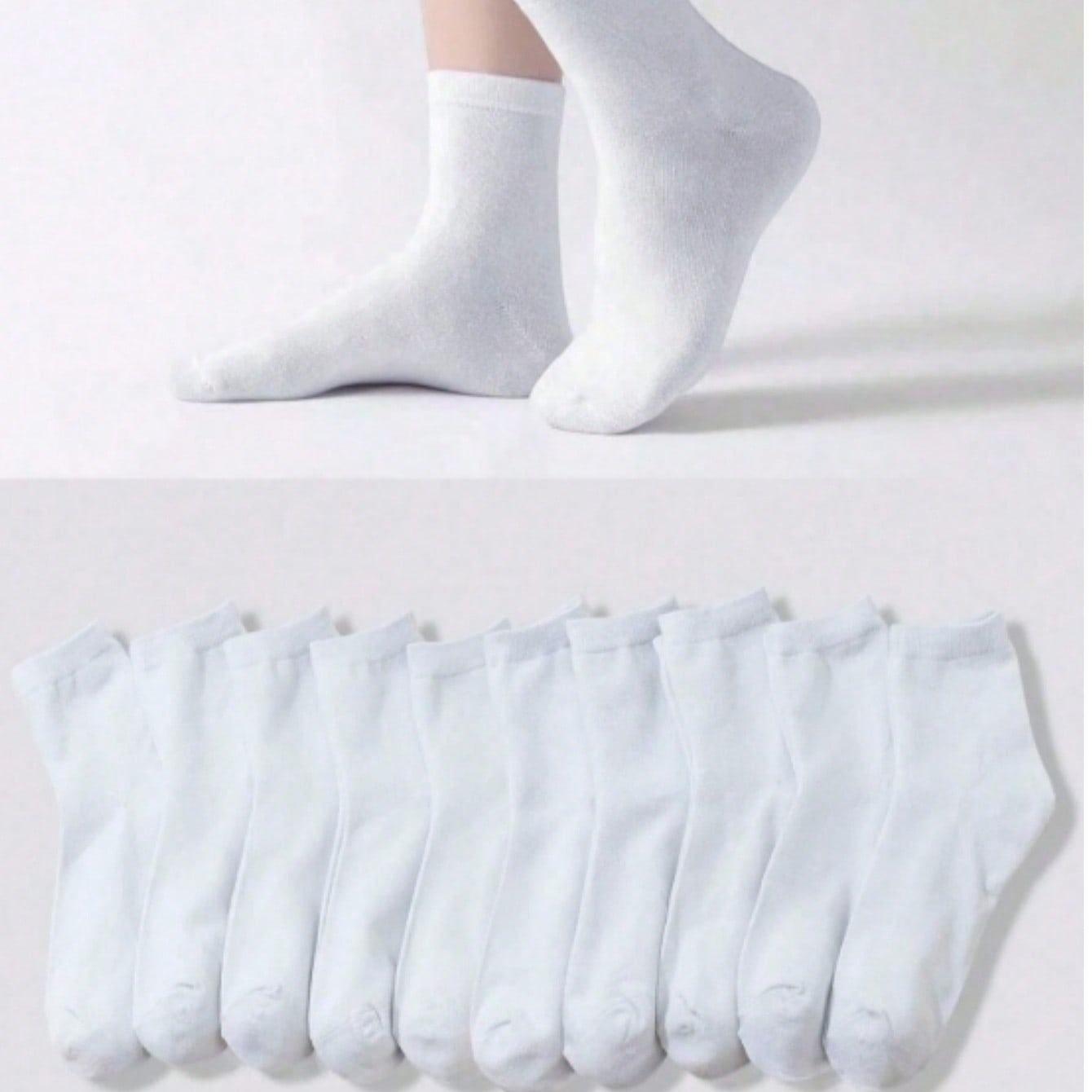 Pares de calcetines unisex de color blanco sólido, cómodos hasta el tobillo, adecuados para uso diario, ocio al aire libre, deportes a juego con moc